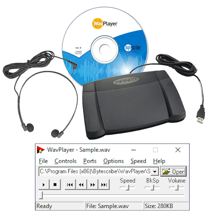 sampler foot pedal WavPlayer with USB Foot Pedal and Headset – Bytescribe, Inc
